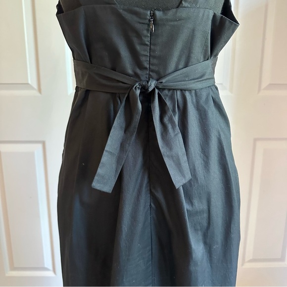 French Connection Black Cotton Pleated Waist Cocktail Dress - Picture 5 of 7